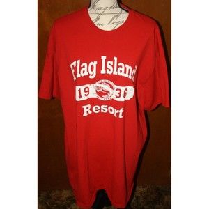 Port & Co T-Shirt Sz 2XL Flag Island Resort Red SS Men Women  Unisex EUC